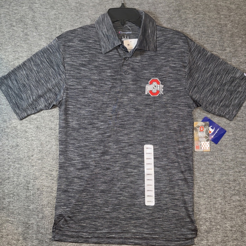 Champion Ohio State Buckeyes Polo Mens Space Dye Heathered Grey Small NEW - Picture 1 of 7
